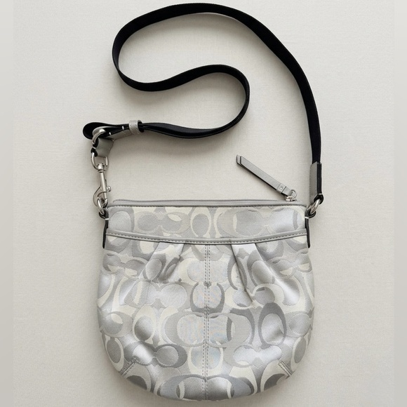 Coach Handbags - Coach Signature Peyton File Bag Metallic Silver/Grey